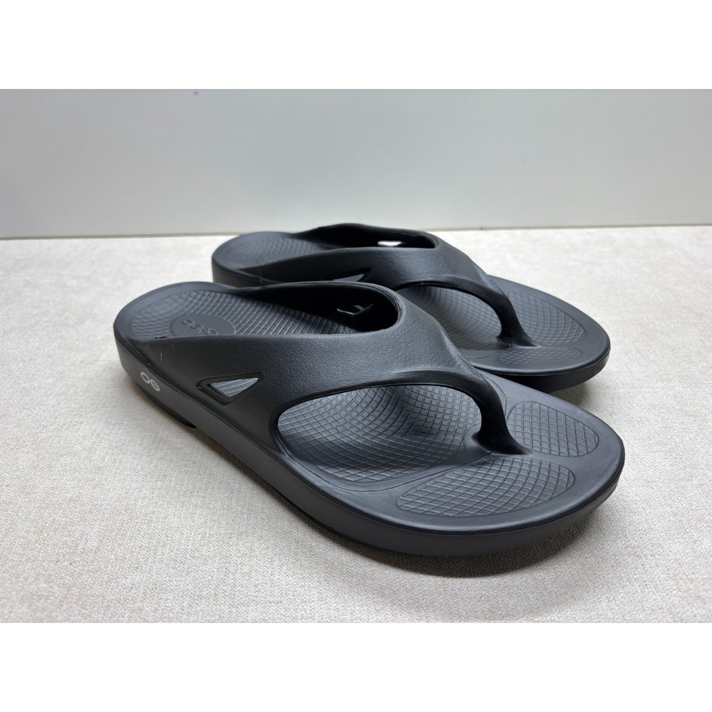 OOFOS OOriginal Recovery Flip Flops Black Logo Sandals Men's M10 W12 EU43